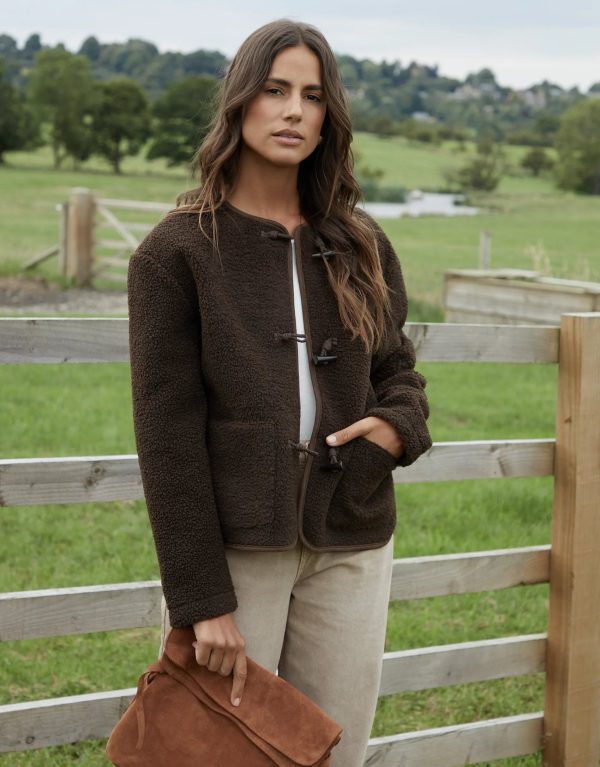 Women's Chocolate Fleece Borg Toggle Jacket Siouxe